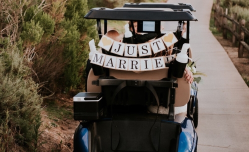 just married golf cart